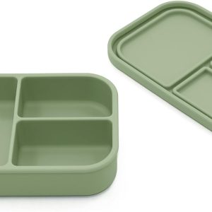 Bento Lunch Box - Snack & Daycare Size | 3-Sealed Leak Proof Compartments | Made of Food Grade Silicone