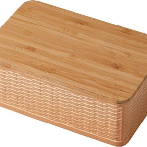 Basket-Style Lunch Box with Bamboo Lid - Brown - 800ml - Airtight - Dishwasher-Safe - Microwave-Safe - BPA-Free - Made in Japan