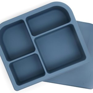 Silicone Bento Box - Leak-Proof Lunch Box for Kids and Adults (Slate Blue)