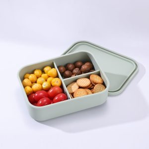Silicone Lunch Box Container 28 oz Bento Box with 3 Compartments Lunch Containers for Adults Microwave Safe Bento Box Silicone Lunchable Food Container 1 PACK(Sage)